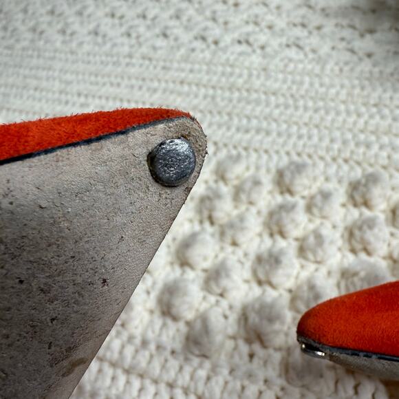 VIA SPIGA Italy Women's 7 Nikole Suede Leather Pointed Toe Pump Heels Orange Red - Picture 8 of 12